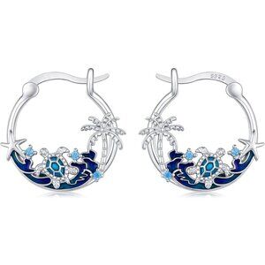 925 Sterling Silver Huggie Dolphin Hoop Earrings for Women